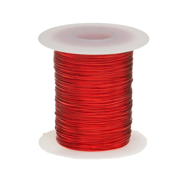 Remington Industries Magnet Wire, Heavy Build Enameled Copper Wire, 25 AWG, 2 oz, 124' Length, 0.0199" Diameter, Red 25HNSP.125